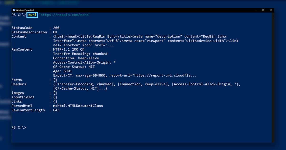 Use cURL in PowerShell