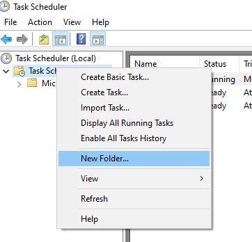 Context menu for Task Scheduler